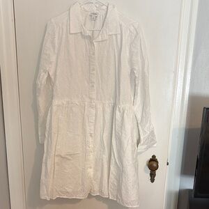 J. Crew Factory White Eyelet Long Sleeve Shirt Dress